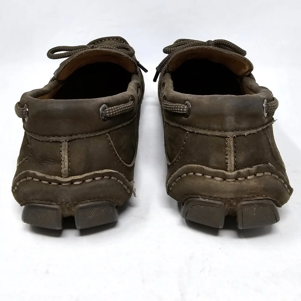 Bass Tuscany Mens Leather Driving Loafers Size 9 Dark Brown Olive‎ Nice Traction